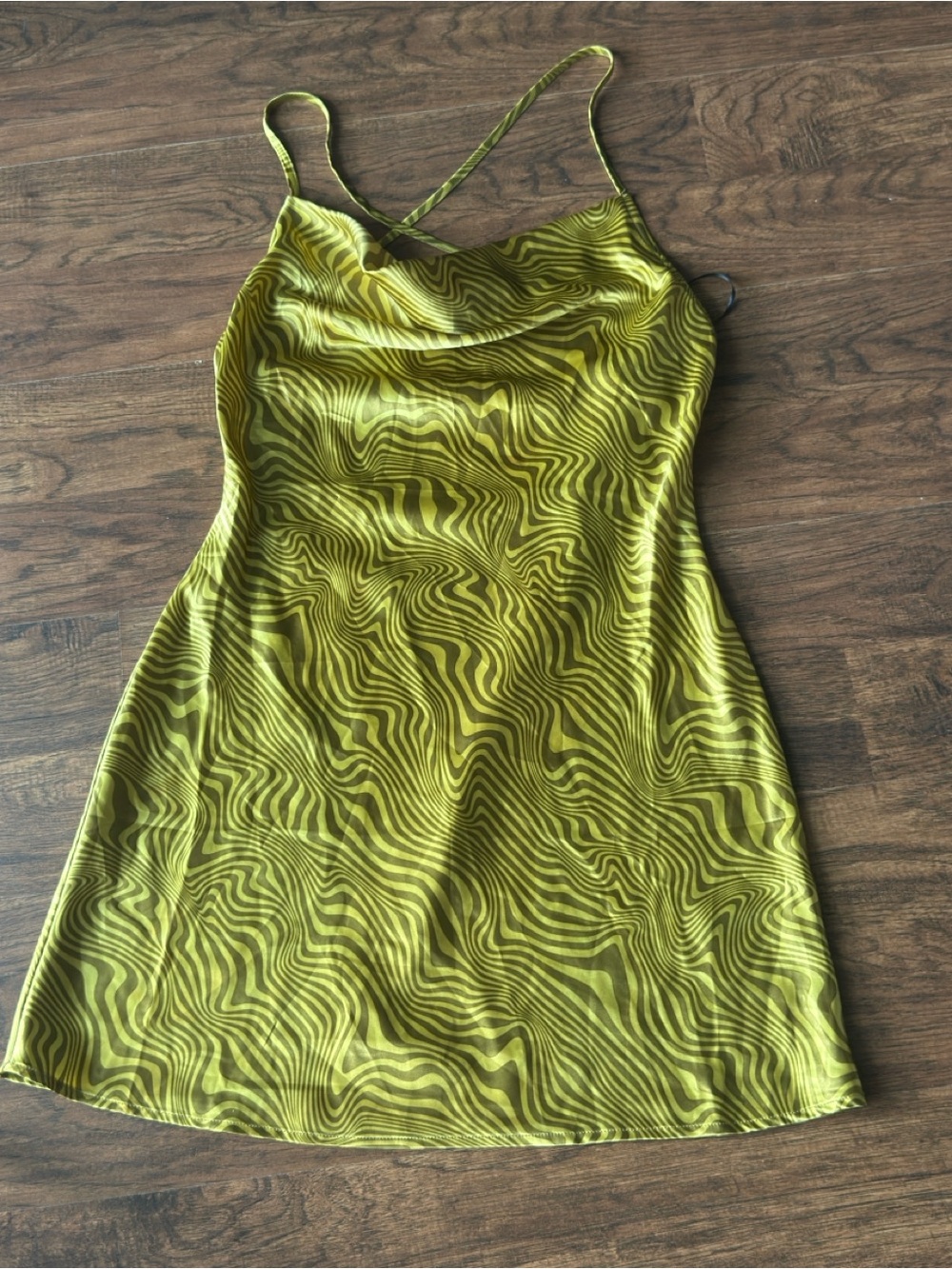 Divided Olive Green Wavy Slip Dress